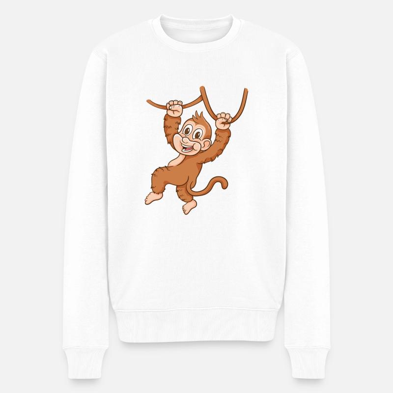 Cartoon Affe - Männer Premium Bio Pullover - Weiß
