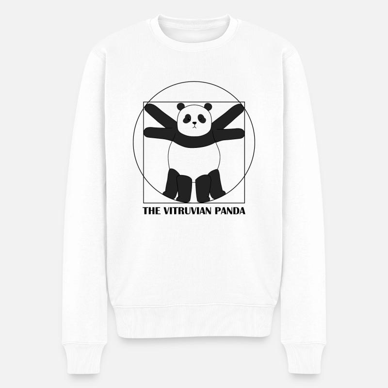 Der vitruvianische Panda - Männer Premium Bio Pullover - Weiß