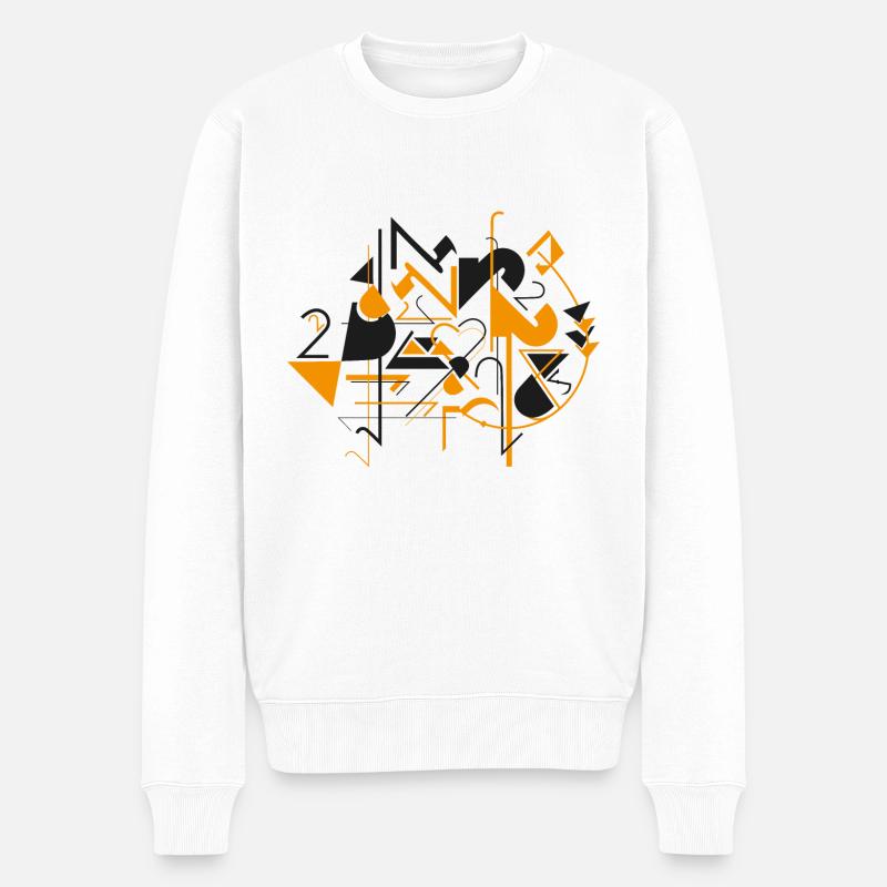 Abstrakte Kunst - Nummer 2 - Schwarz und Orange - Männer Premium Bio Pullover - Weiß