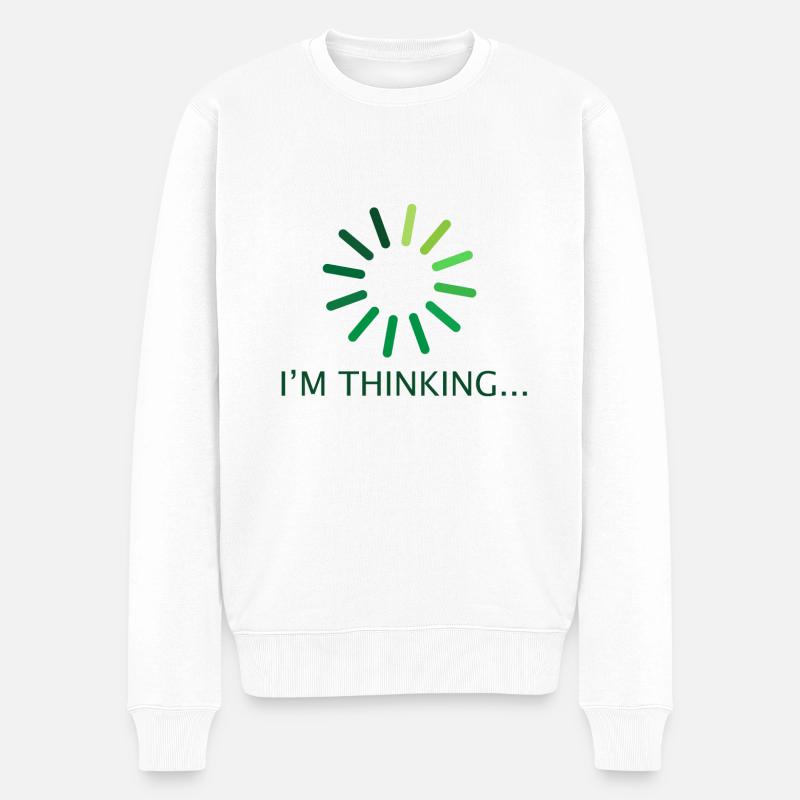 I'm thinking Geschenk Programmierer Nerd - Männer Premium Bio Pullover - Weiß