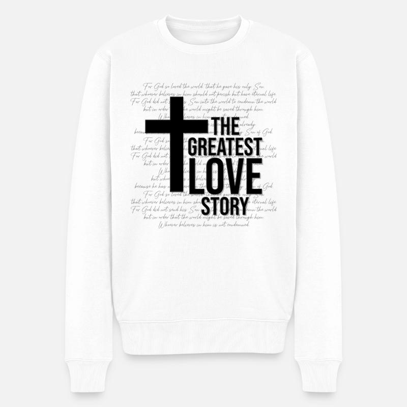 Jesus Bibelvers - Männer Premium Bio Pullover - Weiß