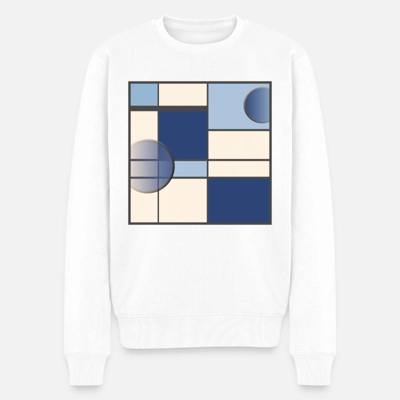 Mondrianstyle in Blau - Männer Premium Bio Pullover - Weiß