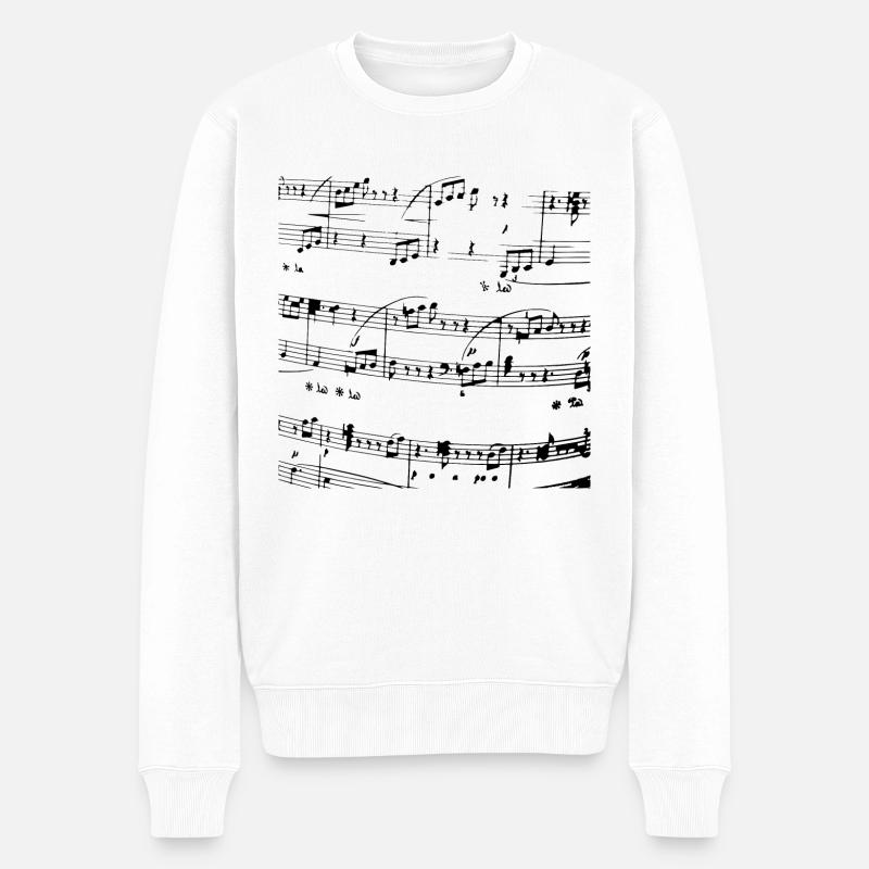 Noten, Notenblatt, Musik, Leben - Männer Premium Bio Pullover - Weiß