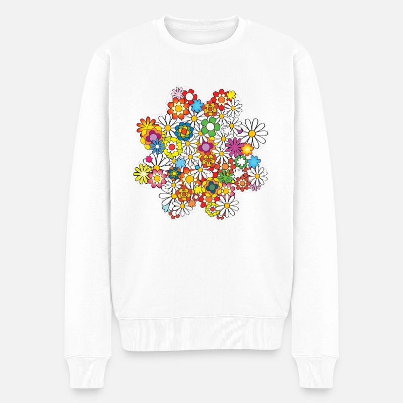 Flowerpower Flower - Männer Premium Bio Pullover - Weiß