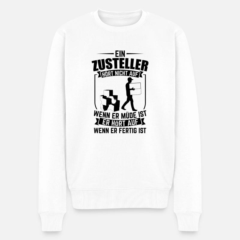 Zusteller Sprüche | Postbote Briefträger Geschenke - Männer Premium Bio Pullover - Weiß