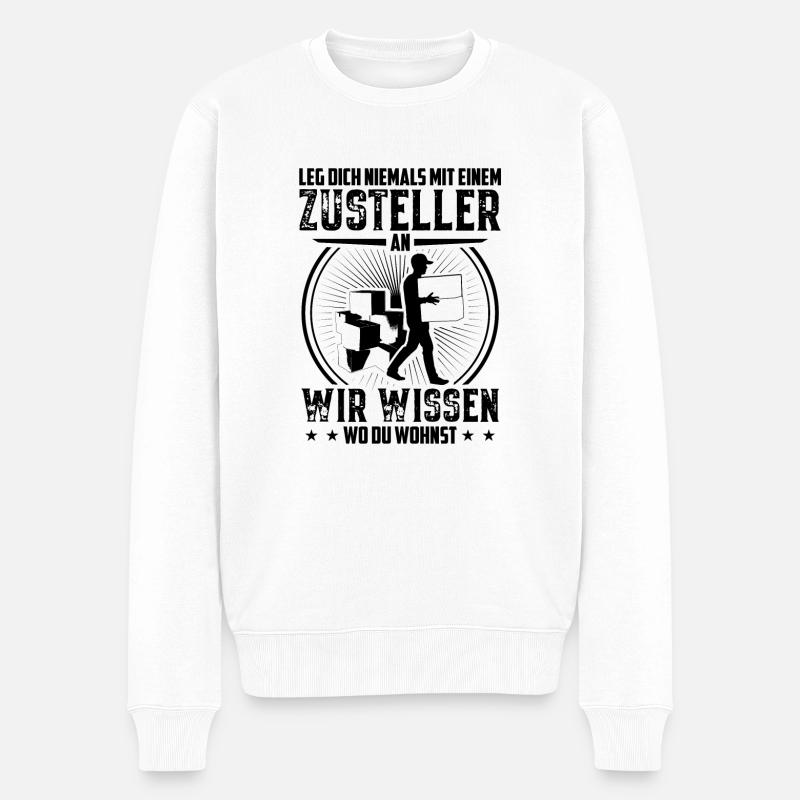 Zusteller Beruf | Postbote Paketzusteller Geschenk - Männer Premium Bio Pullover - Weiß