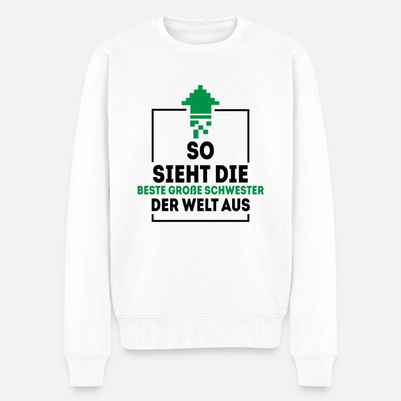 So sieht die beste Große Schwester der Welt aus - Männer Premium Bio Pullover - Weiß