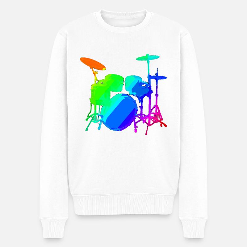 Schlagzeug - Männer Premium Bio Pullover - Weiß