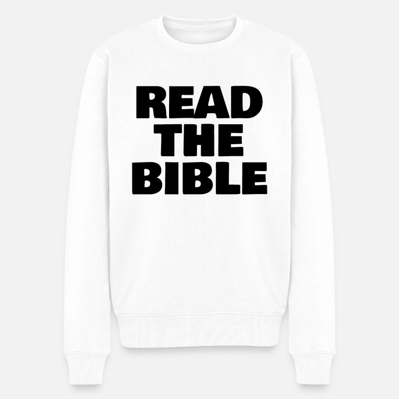 READ THE BIBLE - Männer Premium Bio Pullover - Weiß