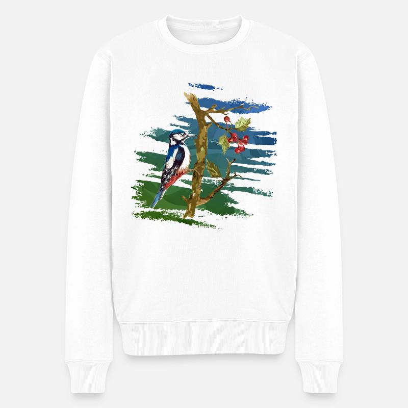 Vogel - Männer Premium Bio Pullover - Weiß