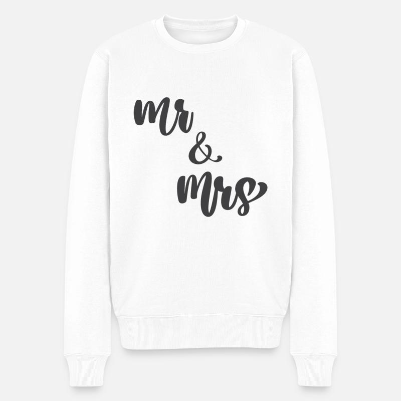 Mr and Mrs, verheiratet, mister and misses - Männer Premium Bio Pullover - Weiß