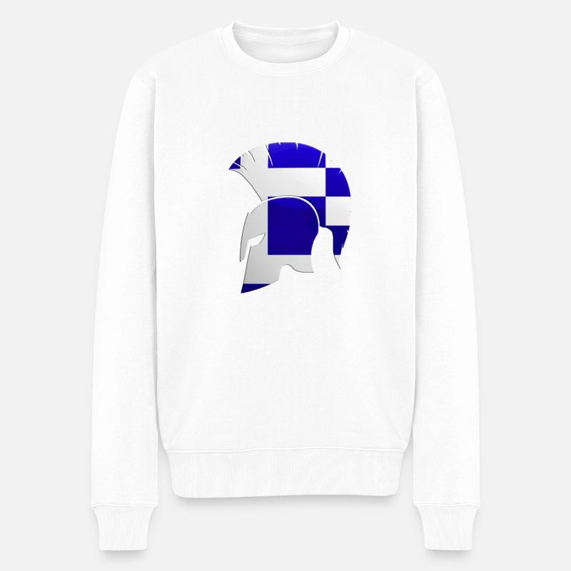 griechischer Helm - Männer Premium Bio Pullover - Weiß