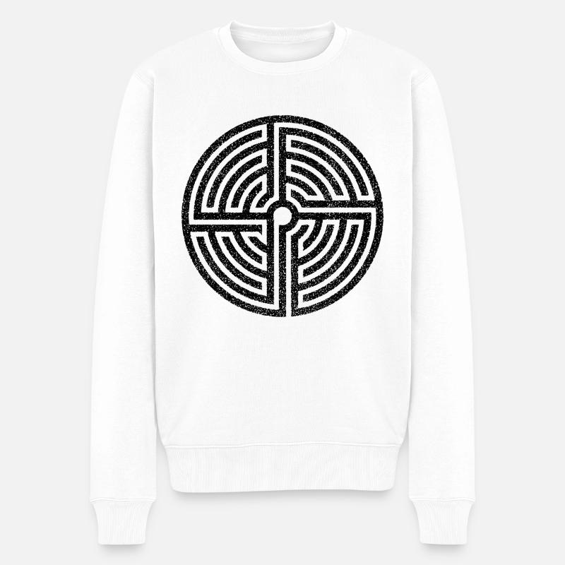 Labyrinth - Männer Premium Bio Pullover - Weiß