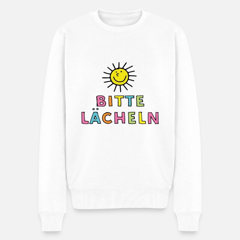 Bitte lächeln - Männer Premium Bio Pullover - Weiß