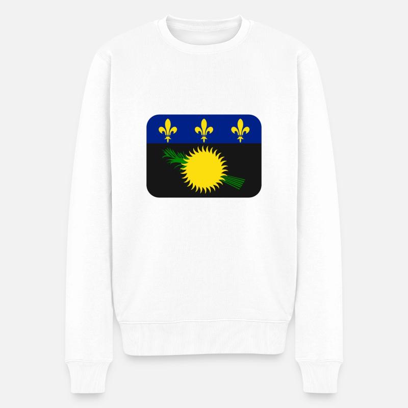 Guadeloupe Flagge T-Shirt - Männer Premium Bio Pullover - Weiß