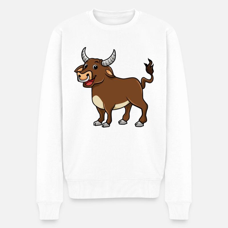Stier - Männer Premium Bio Pullover - Weiß