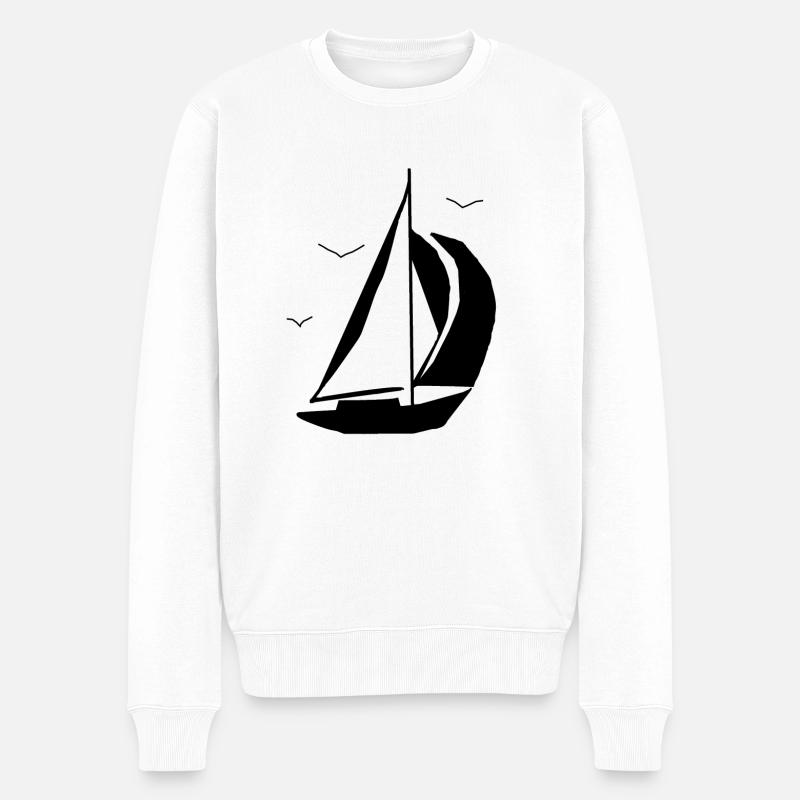 Segelboot - Männer Premium Bio Pullover - Weiß