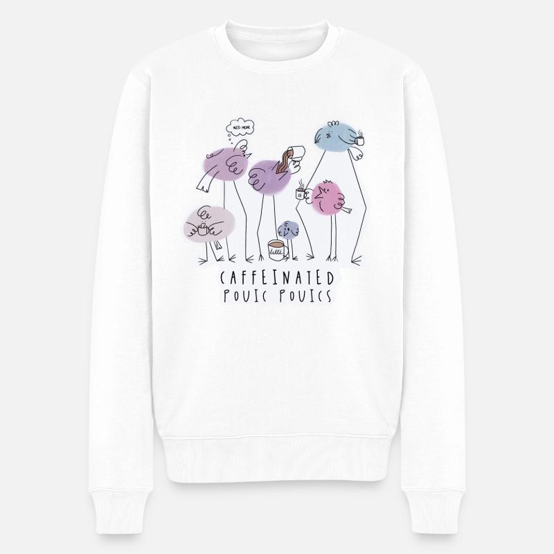 Caffeinated Pouic Pouics / Cute Coffee Dates - Pull Premium bio Homme - blanc