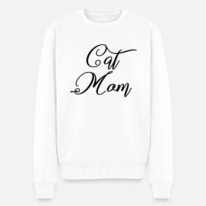 CAT MOM - Männer Premium Bio Pullover - Weiß