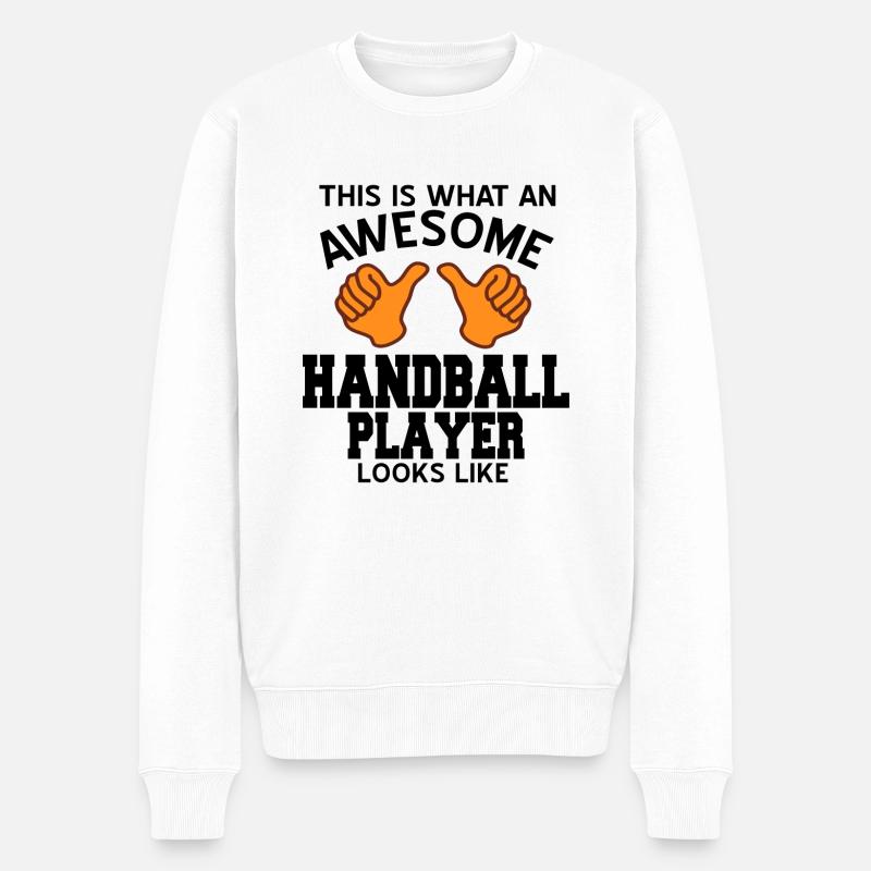Handball - Männer Premium Bio Pullover - Weiß