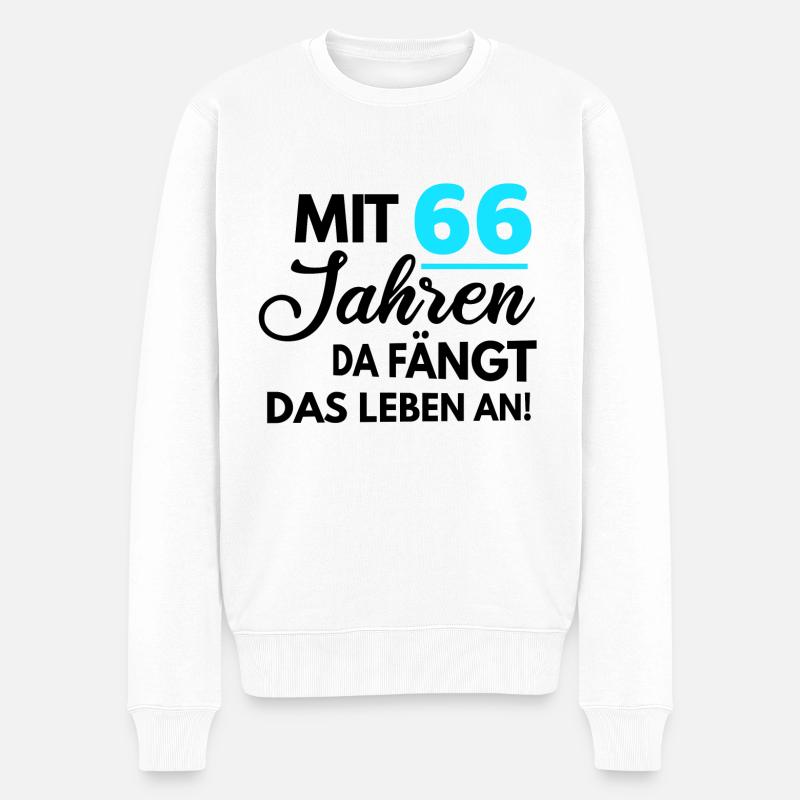 Mit 66 Jahren da fängt das Leben an - Männer Premium Bio Pullover - Weiß