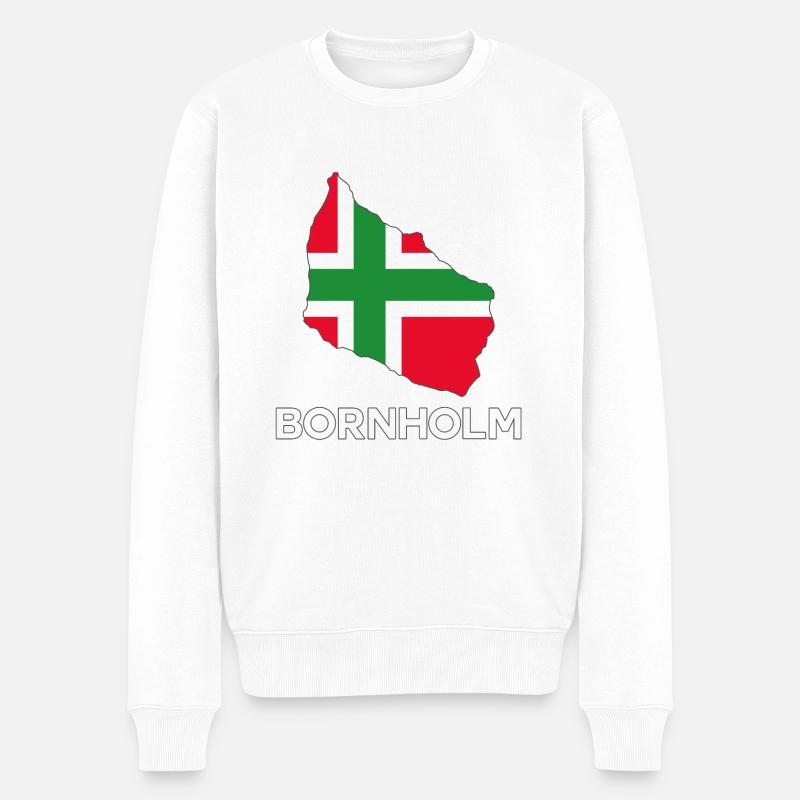 Bornholms flagform - Økologisk premium-sweatshirt til mænd - hvid