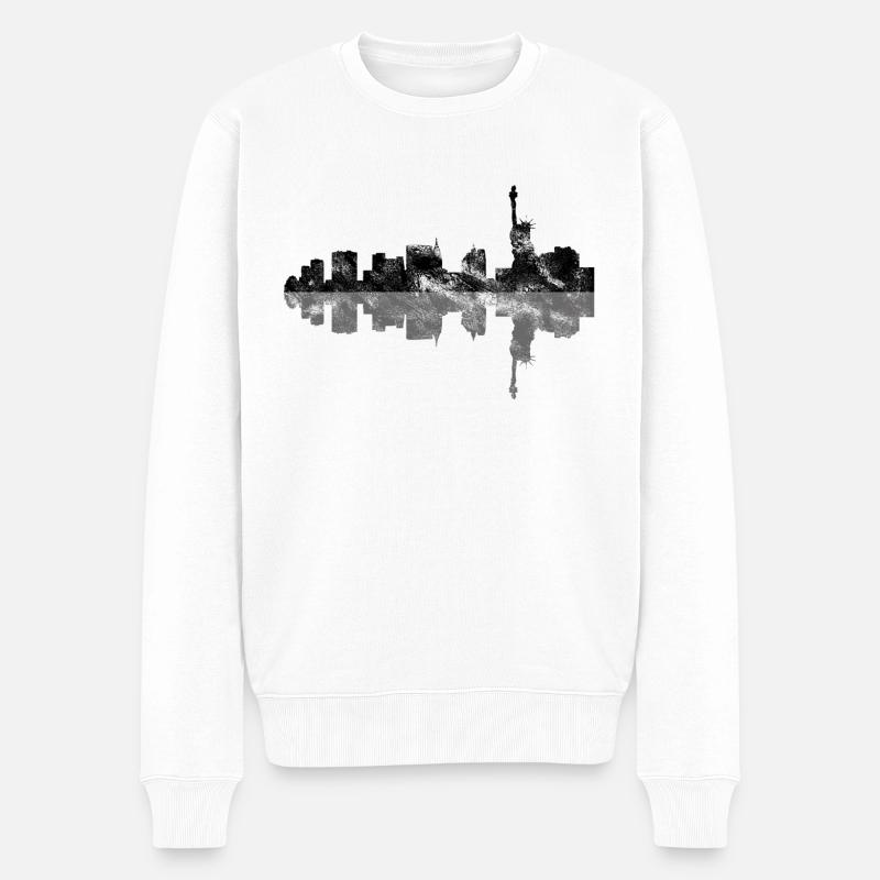 New York Skyline Vintage - Pull Premium bio Homme - blanc