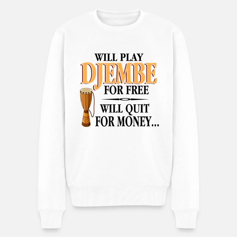 Djembe Schlaginstrument Trommel Musik Geschenk - Männer Premium Bio Pullover - Weiß