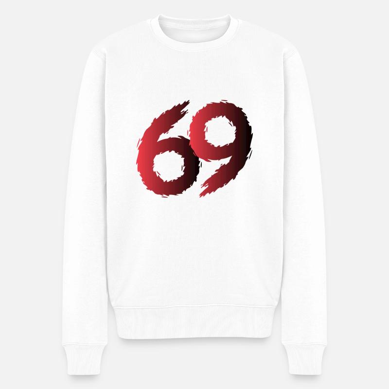 69 Symbol Zahl Neunundsechzig - Männer Premium Bio Pullover - Weiß
