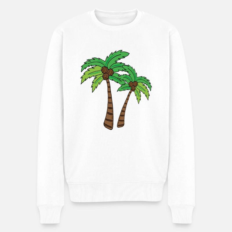 Palme - Männer Premium Bio Pullover - Weiß