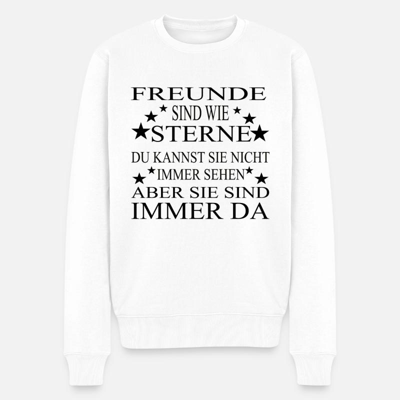Freunde sind wie Sterne - Männer Premium Bio Pullover - Weiß