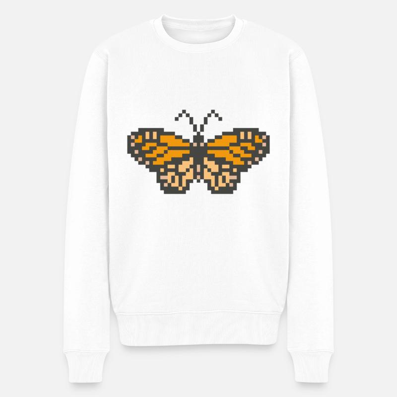 Monarchfalter - Männer Premium Bio Pullover - Weiß
