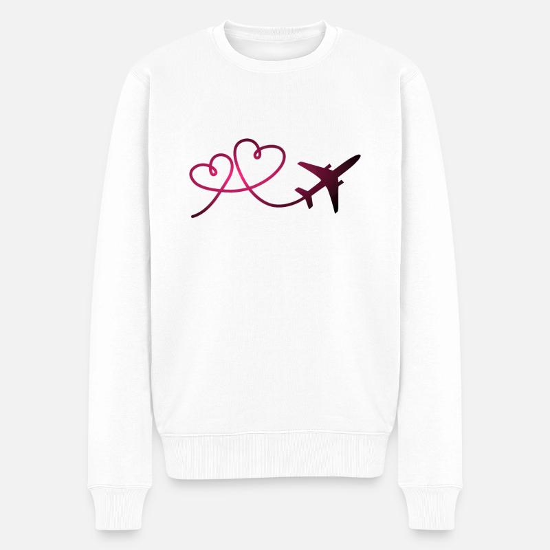 Flugzeug Flieger mit Herz Pilot Reisen Geschenk - Männer Premium Bio Pullover - Weiß