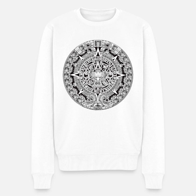 Calendrier aztèque tribal - Pull Premium bio Homme - blanc
