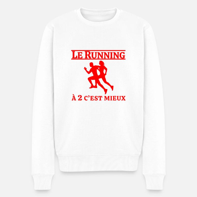 Running Rouge - Pull Premium bio Homme - blanc