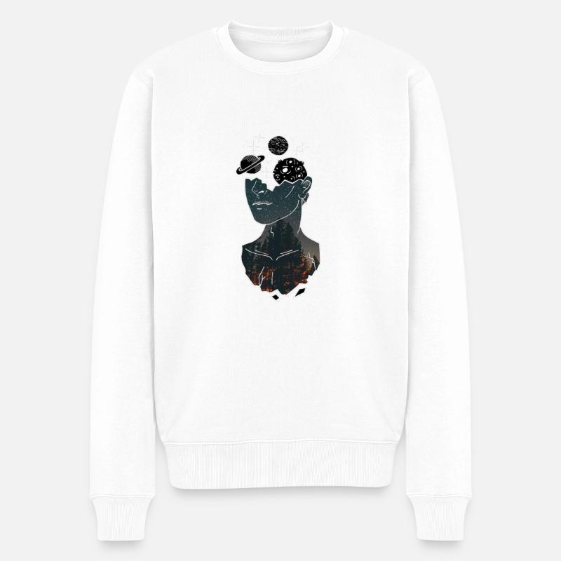 FEUER-MÄDCHEN - Männer Premium Bio Pullover - Weiß