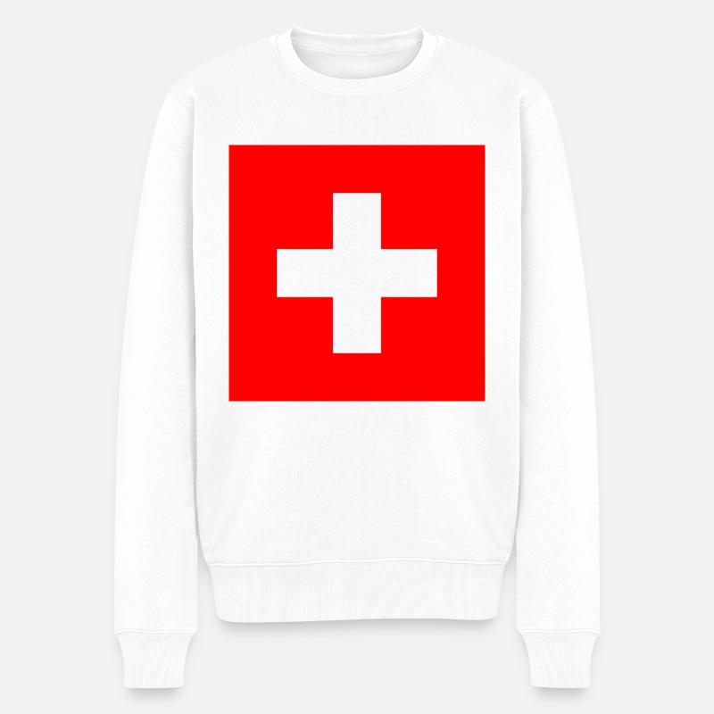 Schweizerkreuz Gross - Männer Premium Bio Pullover - Weiß