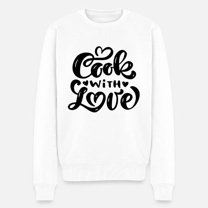 mit Liebe kochen - Männer Premium Bio Pullover - Weiß