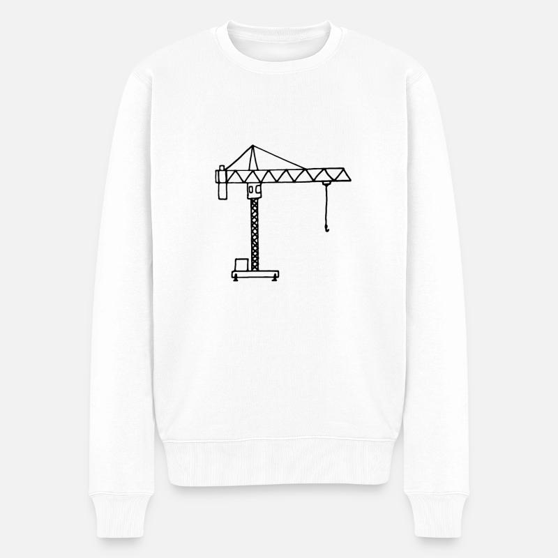 Baukran Baustelle - Männer Premium Bio Pullover - Weiß
