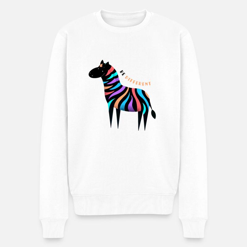 Sei anders! Süßes lächelndes buntes Zebra - Männer Premium Bio Pullover - Weiß