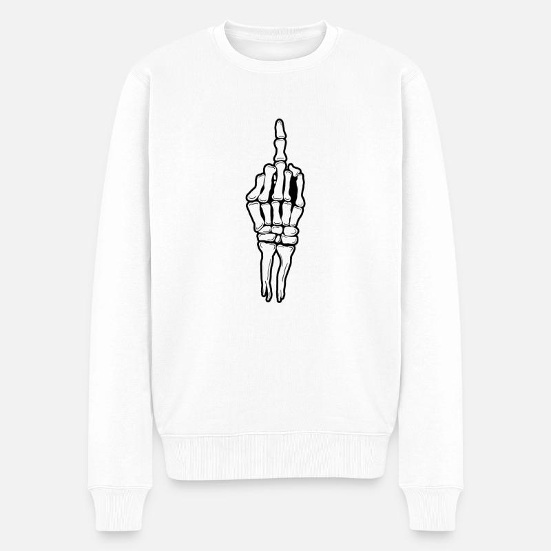 Skeleton Middlefinger - Männer Premium Bio Pullover - Weiß