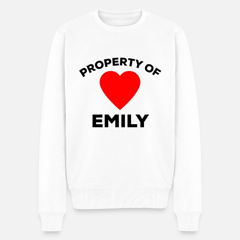 Eigentum von Emily Boyfriend Girlfriend Love Taken - Männer Premium Bio Pullover - Weiß