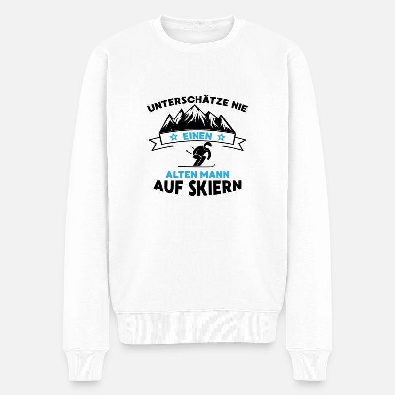 Unterschätze nie einen alten mann auf skier - Männer Premium Bio Pullover - Weiß