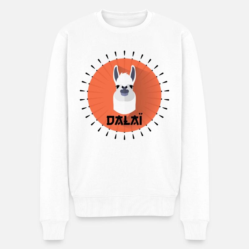 Dalai Lama, Humor Karikatur Lama Zen - Männer Premium Bio Pullover - Weiß