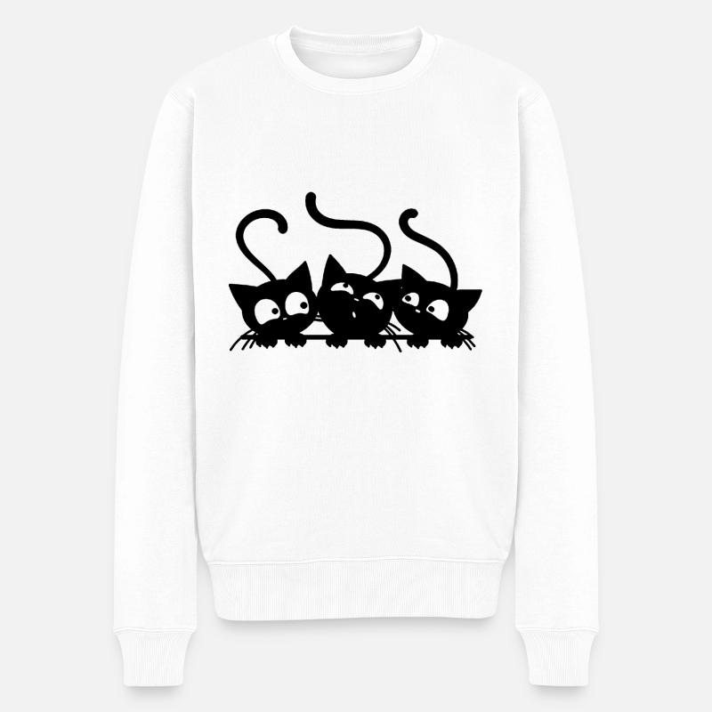 drei Katzen - Männer Premium Bio Pullover - Weiß
