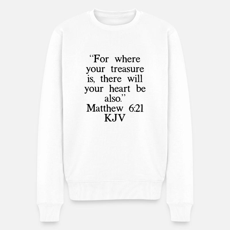 Matthieu 6:21 Chinois - Pull Premium bio Homme - blanc