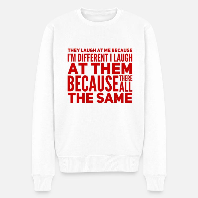 Schafe bringen mich zum Lachen - Männer Premium Bio Pullover - Weiß