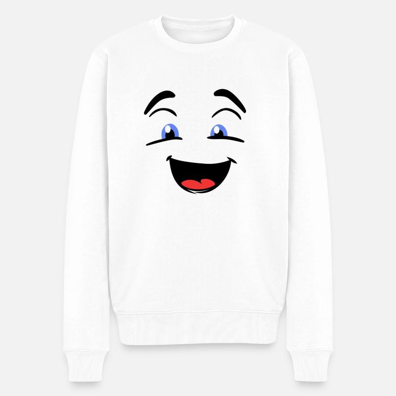 drôle de visage smiley smiley smile - Pull Premium bio Homme - blanc