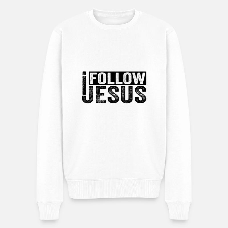 Jesus Christ Facemask I follow Jesus Christians - Männer Premium Bio Pullover - Weiß