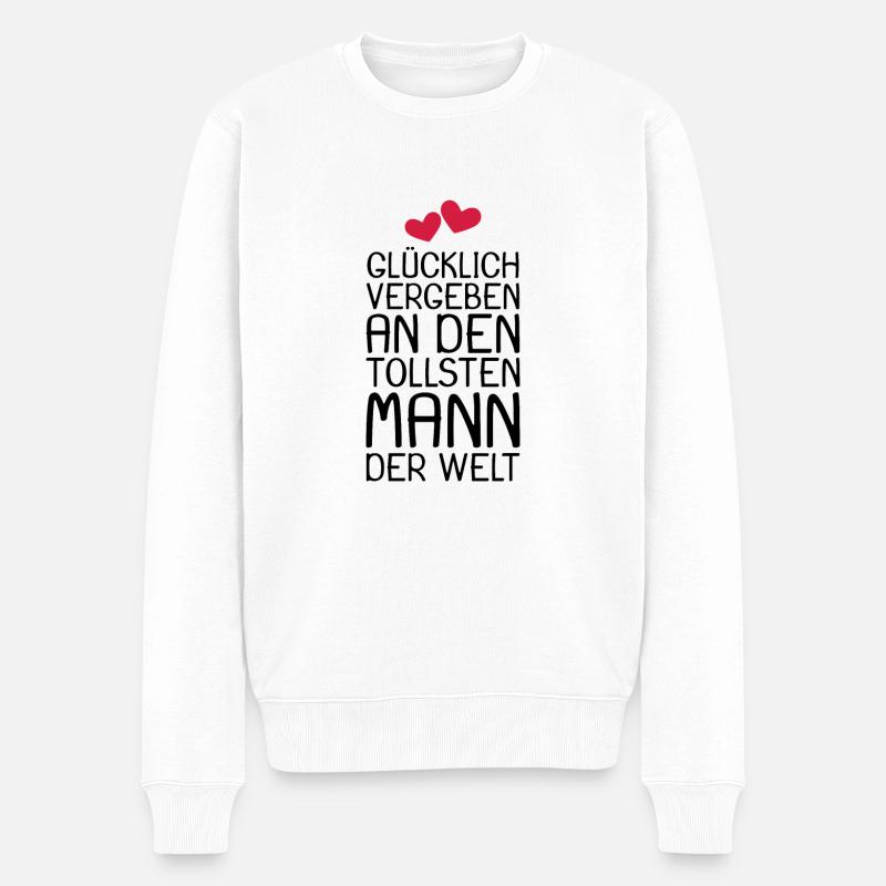 Glücklich vergeben Geschenk - Männer Premium Bio Pullover - Weiß